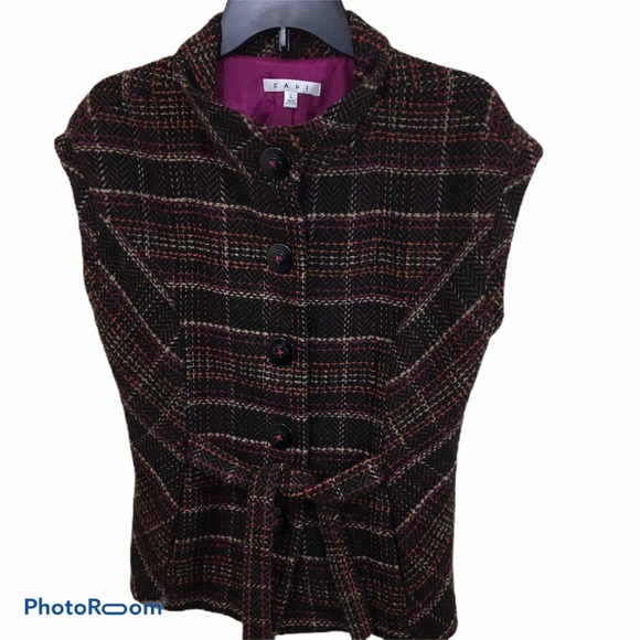 CAbi Jackets & Blazers - CAbi Wool Blend Button Up Buttoned Vest Sz L